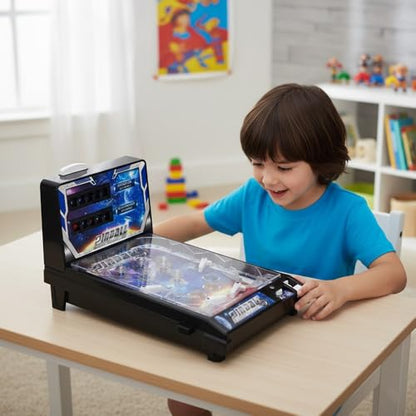Electronic Tabletop Pinball Game Retro Arcade Pinball Machine with Lights Sounds and Scoreboard Portable Desktop Ball Shooting Toy for Kids