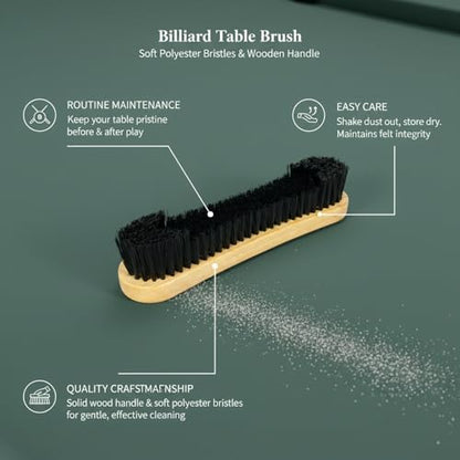 Billiard Table Felt Cleaning Brush with Soft Polyester Bristles and Wooden Handle for Pool Table Maintenance - size: 11.81 x 2.56 x 1.38 in