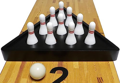 Shuffleboard Bowling Pin Set with 10 Pcs Premium Hardwood Bowling Pins Durabel Triangular Pinsetter Resin Bowling Ball and Carrying Bag, Fun for Shuffleboard Games - color: White