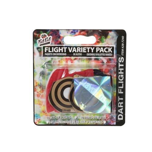 Fat Cat Assorted Poly Pro Dart Flights: 10 Sets of Standard Flights, 30 Pieces