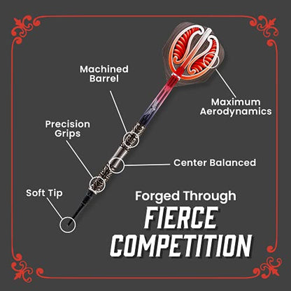 Shot! Darts Warrior Hautoa Professional Tungsten Throwing Dart Set - Soft Tip, Designed Flights for Women & Men