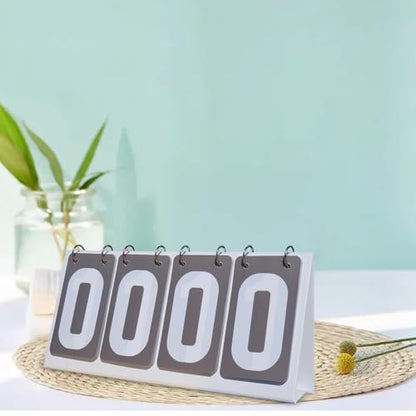 harayaa Sports Scoreboard Flip Number Score Board Lightweight Tabletop 4 Digit Scoring Counter PVC Construction Suitable for Basketball Football Table Tennis