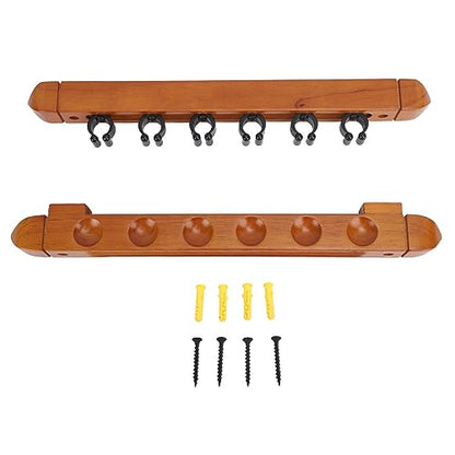 Srliya Wall Mounted Billiard Pool Rack 6 Cues Wooden Billiard Rack Billiard Stick Wall Rack