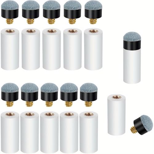 5 Sets Billiard Cues Tips Replacement with White Pool Cue Stick Ferrules Billiard cues Tips Screw On Pool Cue Tips Pool cue Tips Replacement kit