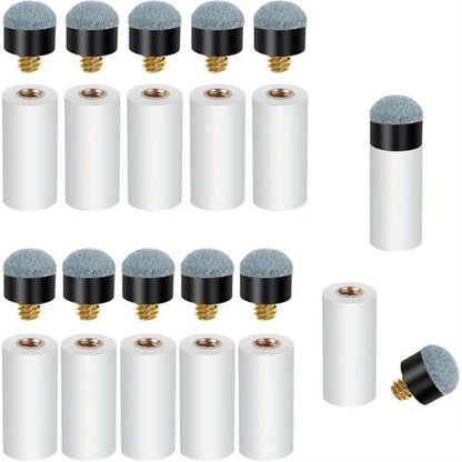 5 Sets Billiard Cues Tips Replacement with White Pool Cue Stick Ferrules Billiard cues Tips Screw On Pool Cue Tips Pool cue Tips Replacement kit
