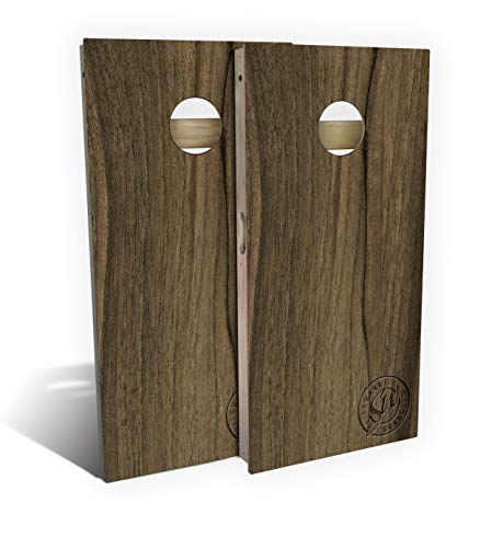 Slick Woody's Professional-Grade Cornhole Boards - 4'x2' Solid Wood Regulation Woodgrain Bean Bag Toss Game with 8 Resin Filled Bags - color: Peruvian Walnut