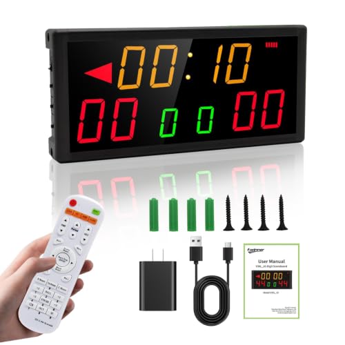 LED Electronic Scoreboard with Power Supply,Score Keeper with Timer Clock,Portable Digital Scoreboard with Remote for Corn Hole,Board Game,Indoor & Outdoor Game - style: 10 Digital- Red
