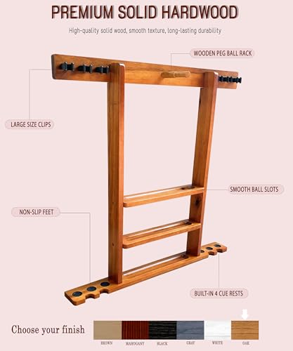 Pool Cue Stick Holder Wall Mount, Pool Cue Holder, Billiard Cue Rack For Pool Table Accessories. Pool Table Stick Holder Wall Mount Made Of 100% Solid Wood (Dark Oak) - color: Dark Oak