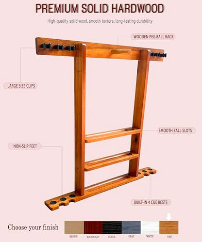Pool Cue Stick Holder Wall Mount, Pool Cue Holder, Billiard Cue Rack For Pool Table Accessories. Pool Table Stick Holder Wall Mount Made Of 100% Solid Wood (Dark Oak) - color: Dark Oak