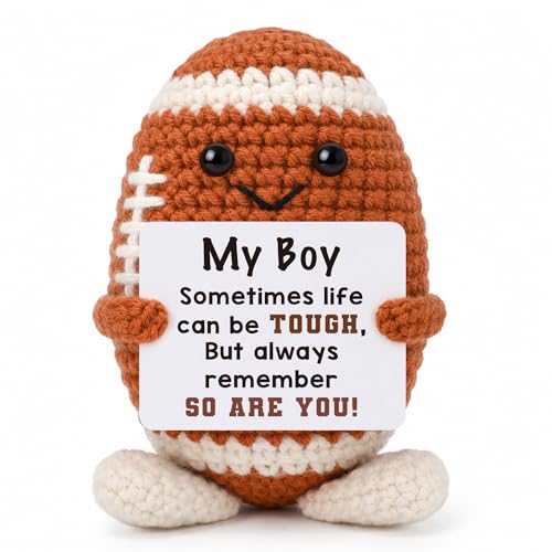 Crochet Football Gifts for Son from Mom Dad, My Boy Tough Reminder Decor for Teen Boys, Inspirational Football Keepsake for Player Birthday Christmas Stocking Stuffers Fall Season Game Day Tough Gifts - style: boy
