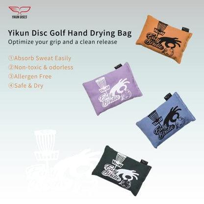 Yikun Disc Golf Grip Bag, Sweat Absorber Dry Hand Pouch, Essential Disc Golf Accessories, Substitute Chalk Bag with Active Aluminum Oxide Granules for Moisture Control(Random Color)