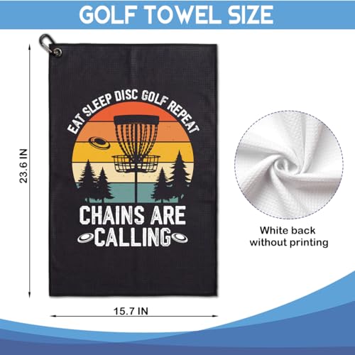 Eat Sleep Disc Golf Repeat Golfing Printed Microfiber Golf Towel, Funny Men Frisbee Golfing Towels, Golfer Bags Accessories Gifts for Men Golfer Frisbee Lover Dad Grandpa Uncle Brother Friend - color: Multicolor060