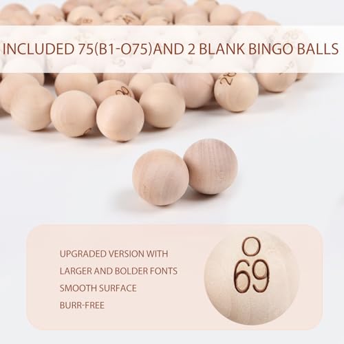 GSE Games & Sports Expert 7/8-Inch Bingo Balls, Solid Wooden Replacement Bingo Game Balls for Parties, Prize Raffles - style: Wooden Balls