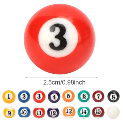 16PCS Billiard Ball Mini Size 2.5cm/0.98inch Resin Pool Balls Set Pool Table Accessories for Replacement
