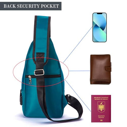 Seoky Rop Men Women Sling Backpack Nylon Water Resistant Shoulder Chest Crossbody Sling Bag with USB Charging Port - color: Dark Green