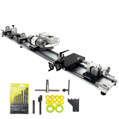 110V Pool Cue Repair Lathe 550W Brushless, 200-6500RPM Variable Speed, 1.3" Spindle Hole MT2 Taper, Double Track Chuck for Billiard Cue Tip Replacement & Slender Workpiece Processing