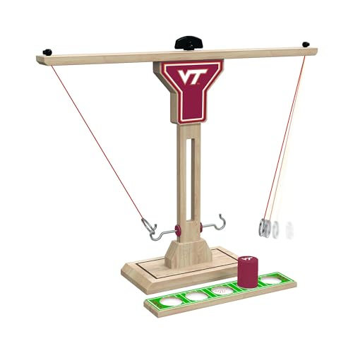 Wild Sports NCAA Virginia Tech Hokies Wooden Ring Swing Battle - Head-to-Head Ring Toss Hook & Ring Game for College Football Fans