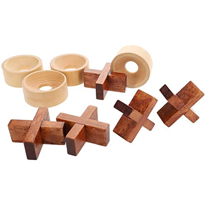 Wooden Tic Tac Toe Game – 9 Inch Solid Wood Board with X and O Pieces, Decorative Coffee Table Game, Classic Home Décor Accent