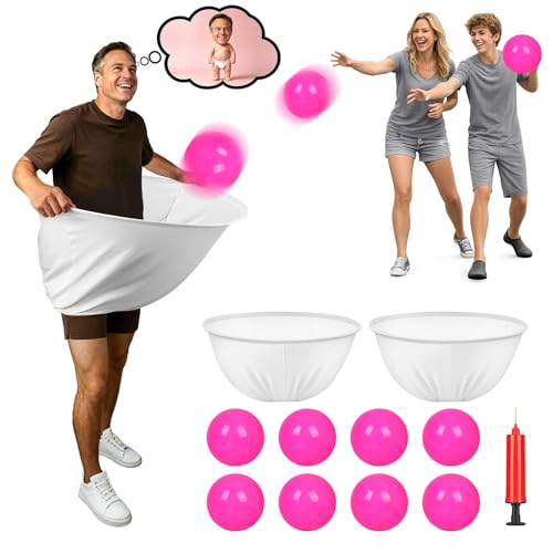 10 PCS Granny Pants Yard Game Set -Baby Shower Games Funny Activities 2 Pcs Oversized Diaper Catch & 8 Pcs Silicone Bouncing Balls,Fun Outdoor Toss Game for Family Reunion, Backyard Activities
