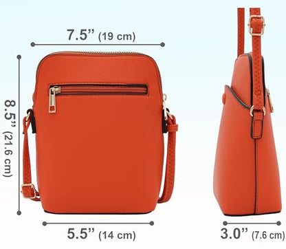 Solene Small Crossbody Bag with Gold Hardware, Mini Shoulder Purse with Adjustable Strap - color: Burnt Orange