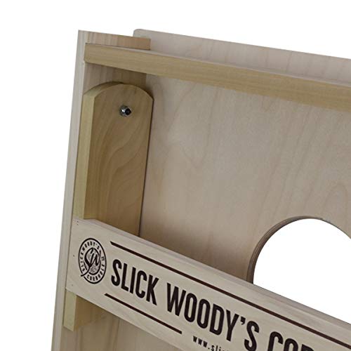 Slick Woody's Professional-Grade Cornhole Boards - 4'x2' Solid Wood Regulation Woodgrain Flag Bean Bag Toss Game with 8 Resin Filled Bags - color: SW Pyramid