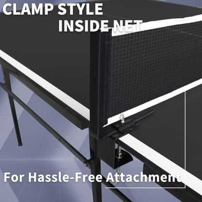 Ping Pong Table Foldable Indoor 8/8.5/9FT Single Player Playback Mode Game Set with Paddles and Balls - color: Black-8x4FT-Wheels