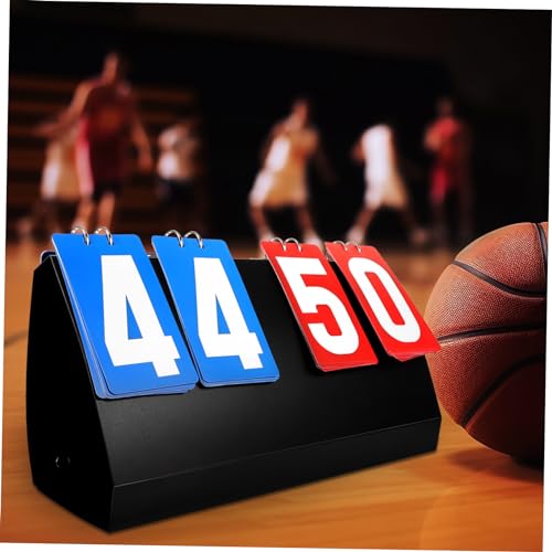 WOONEKY Portable Basketball Scoreboard Sport Scorekeeper Tabletop Scoring Board Water-Resistant PVC Digital Printing Easy Flip for Game Use