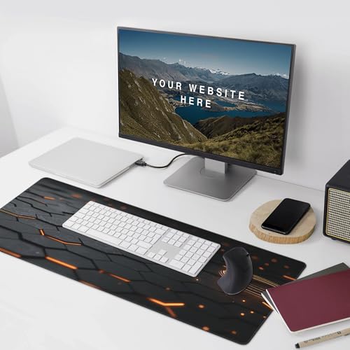 Large Extended Gaming Mouse Pad with Stitched Edges, (35.4X15.7In) Durable Non-Slip Natural Rubber Base, Waterproof Computer Keyboard Pad Mat for Esports Pros/Gamer/Desktop/Office/Home (E) - color: E