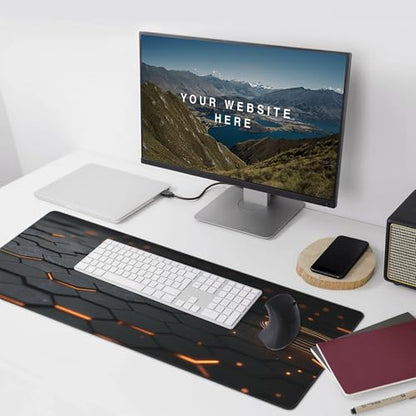 Large Extended Gaming Mouse Pad with Stitched Edges, (35.4X15.7In) Durable Non-Slip Natural Rubber Base, Waterproof Computer Keyboard Pad Mat for Esports Pros/Gamer/Desktop/Office/Home (E) - color: E