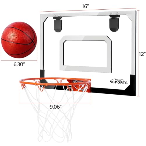 Indoor Mini Basketball Hoop Set for Kids - 17" x 12.5" Door Hoops Room&Wall Mounted with Complete Accessories Game Toys Balls Gifts Boys Teens - style: Basketball Hoop Set-Classic