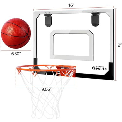 Indoor Mini Basketball Hoop Set for Kids - 17" x 12.5" Door Hoops Room&Wall Mounted with Complete Accessories Game Toys Balls Gifts Boys Teens - style: Basketball Hoop Set-Classic