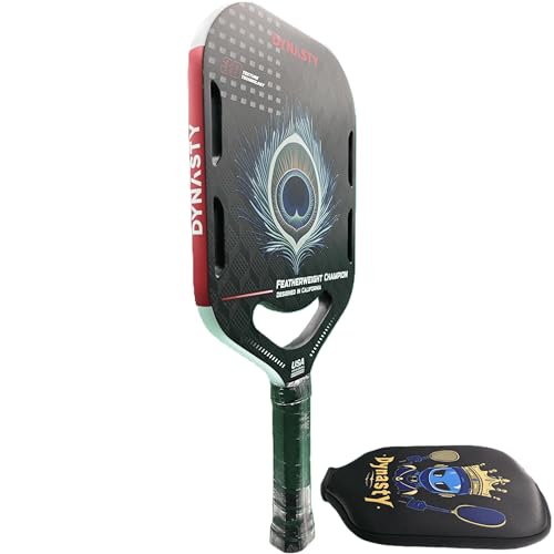 Dynasty Heavyweight/Feather T700 Triple-Layer Raw Carbon Fiber + Friction Surface 16mm Aero *Gen 3.5 All-Court Power Pickleball Paddle* / Hall of Famer 18K *Control+Spin* - color: Featherweight 3D 18K Peacock