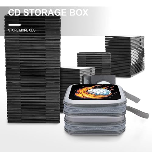 Golf Ball with Flames CD Case DVD Storage Holder Binder 40 Capacity | protective,hard case,protable loop,travel car use,zippered closure