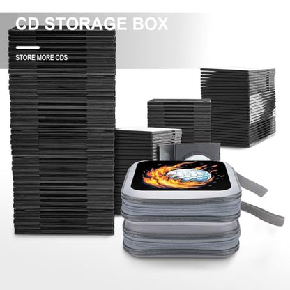 Golf Ball with Flames CD Case DVD Storage Holder Binder 40 Capacity | protective,hard case,protable loop,travel car use,zippered closure