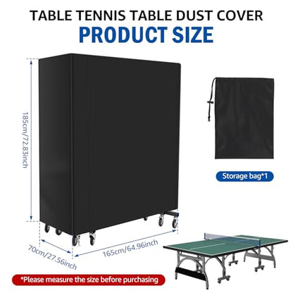 Ping Pong Table Cover Outdoor Waterproof, 210D Oxford Fabric Table Tennis Cover Indoor & Outdoor 72.83" x 64.96" x 27.56" Folding Tables with Organize Bag