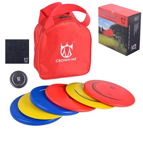PDGA Approved Disc Golf Set with 6 Discs and Starter Disc Golf Red Bag – Fairway Driver, Mid-Range, Putter Disc - color: Red