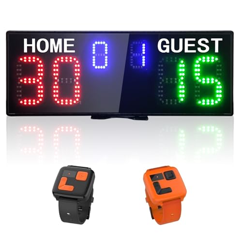 YZ LED Electronic Scoreboard with Watch Control, Digital Scoreboard with Remote, Portable Scoreboard Basketball, Digital Tennis Score Keeper for Net, Scoreboard for Outdoor Games Volleyball/Football - style: scoreboard