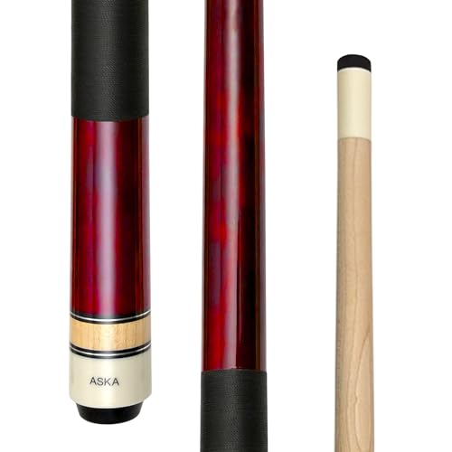 ASKA Short Kids Cue LCS, Canadian Hard Rock Maple Billiard Pool Cue Stick - color: 48-inches, Red (LCS)