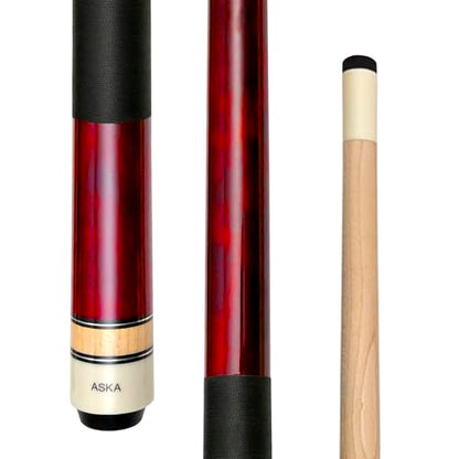 ASKA Short Kids Cue LCS, Canadian Hard Rock Maple Billiard Pool Cue Stick - color: 48-inches, Red (LCS)