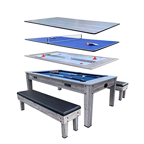 Luxor 7.5-Foot 4-in-1 Multi-Game Swivel Pool Table - Billiards/Pool, Ping Pong, Hockey & Dining