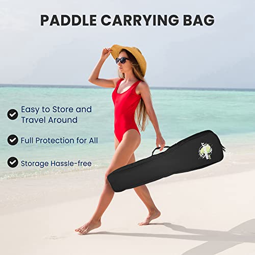 SereneLife Adjustable SUP Paddle | Carbon Fiber Paddle Board Paddle with Teardrop Blade and Oval Lever-Lock Clamp | Lightweight, Easy-to-Addemble 3-Piece Design | Saltwater Ready | Carry Bag Included