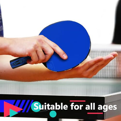 Senston 5-Ply Ping Pong Paddles Set – Premium Wood Table Tennis (Set of 2) with 3 Balls & Portable Carry Case – High-Control 2mm Sponge & Ergonomic Non-Slip Grip for Beginners & Family Play - color: Blue