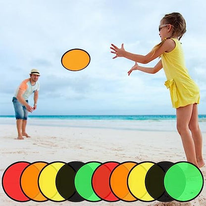10 PCS Foldable Flying Disc Fans Set with Bag Folding Pocket Beach Flying Disc for Party Favors Summer Outdoor Activity