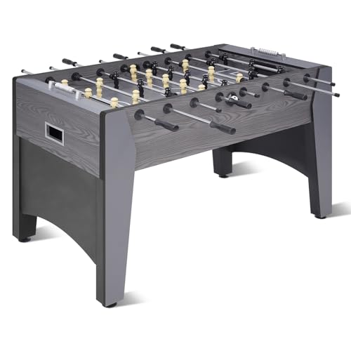 RAYKEEP Foosball Table, 54" Full Size Games Table w/ 2 Balls for Adults & Kids, Arcade Soccer Table for Home, Game Room, Office, Party - color: Dark Grey Wood Grain