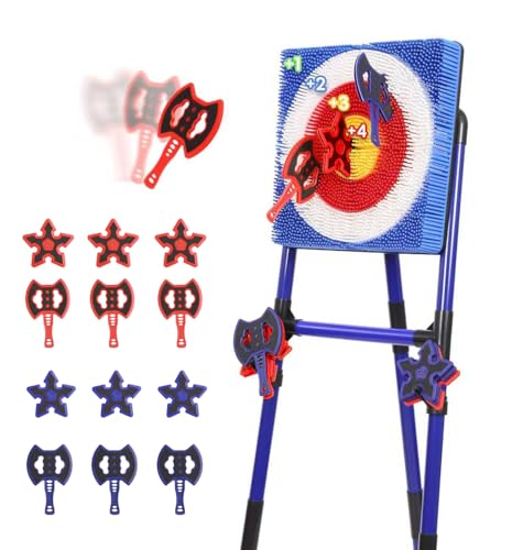 Axe Throwing Game for Backyard, Bristle Target Set with 6 Axes & 6 Darts, Portable Plastic Axe Throwing Game Indoor Outdoor Game for Adults & Kids, Carnival Yard Games