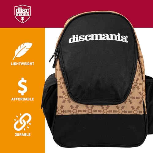 Discmania Fanatic Go Disc Golf Backpack | 18 Capacity + Top Pocket for 2 Putters | Lightweight, Durable Disc Golf Bag | Tall Side Pocket, Bottle Holder | Padded Straps & Water-Resistant Shell - color: Sand