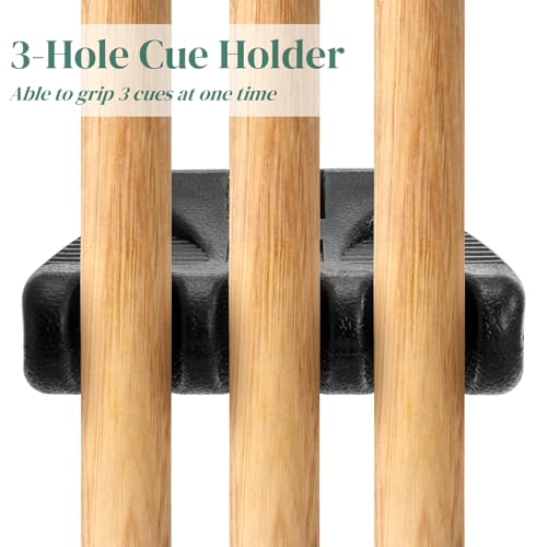 Eorbow 3 Holes Pool Cue Holder, Portable Weighted Pool Stick Holder, Non-slip Cue Rest for Table, Mini Billiard Cue Rack with Chalk Holder