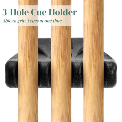 Eorbow 3 Holes Pool Cue Holder, Portable Weighted Pool Stick Holder, Non-slip Cue Rest for Table, Mini Billiard Cue Rack with Chalk Holder