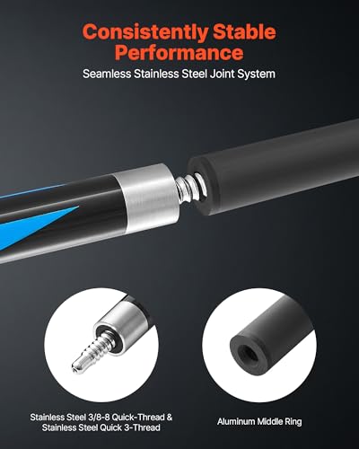 VEVOR Pool Cue, Pool Stick, 58 inch Billiard Pools Cue Stick with Multi-Layer Tip & ABS Connection Ring, Cues Sticks for Professional Pool Table, Bar, Home, Office - style: 1 Piece Jump Break Cue