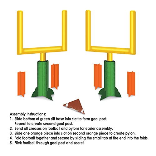 Beistle 3-D Football Goal Post Centerpieces, 2-Pack Printed Cardstock Paper, Interactive Table Decor for Sports Parties, Tailgating, and Game Day Celebrations, 11”